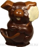 Свинка с цветком из шоколада ручной работы Baccarat